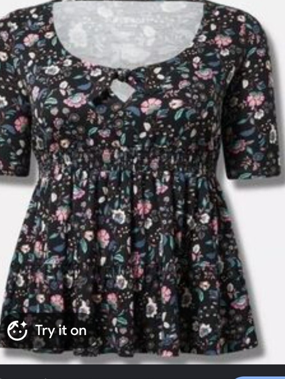 Torrid Black Floral Peplum Top Sz 4